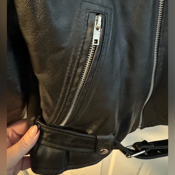 Custom Leather Biker Moto Jacket Embroidered Eagle West Star Choppers Med Lined - Picture 6 of 16